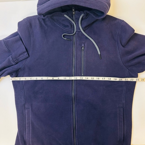 Lululemon Sequence Hoodie Cotton Fleece Ribbed Inset Panel Zip Pocket Black Swan - Picture 7 of 12